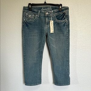 Love Notes Blue Women's Bling Capri Jeans Size 7/8